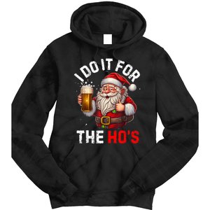 I Do It For The Hos Funny Inappropriate Christmas Santa Face Tie Dye Hoodie