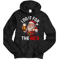 I Do It For The Hos Funny Inappropriate Christmas Santa Face Tie Dye Hoodie