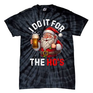 I Do It For The Hos Funny Inappropriate Christmas Santa Face Tie-Dye T-Shirt