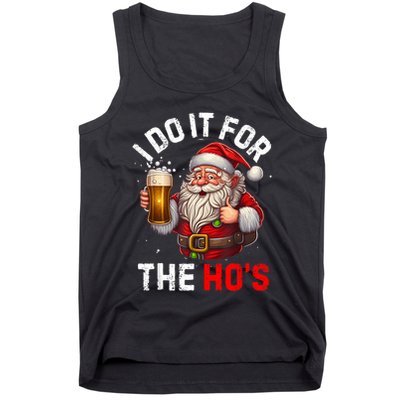 I Do It For The Hos Funny Inappropriate Christmas Santa Face Tank Top