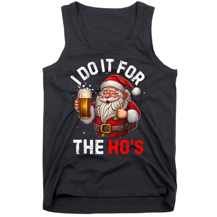 I Do It For The Hos Funny Inappropriate Christmas Santa Face Tank Top