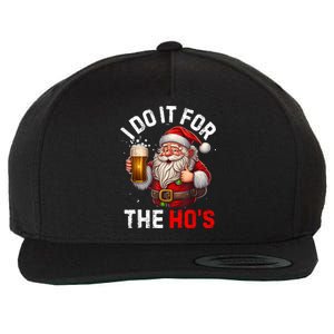 I Do It For The Hos Funny Inappropriate Christmas Santa Face Wool Snapback Cap