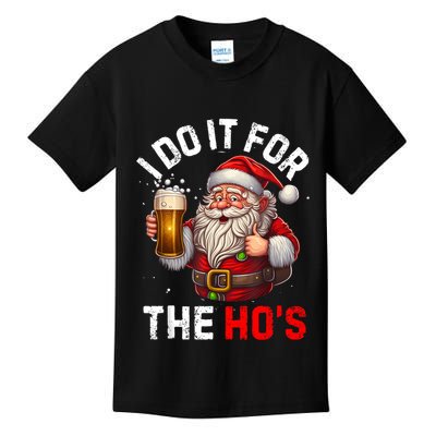 I Do It For The Hos Funny Inappropriate Christmas Santa Face Kids T-Shirt
