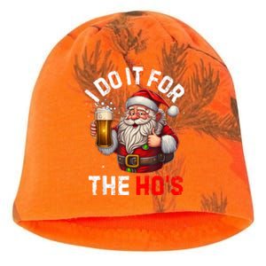 I Do It For The Hos Funny Inappropriate Christmas Santa Face Kati - Camo Knit Beanie