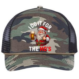 I Do It For The Hos Funny Inappropriate Christmas Santa Face Retro Rope Trucker Hat Cap