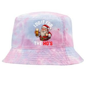 I Do It For The Hos Funny Inappropriate Christmas Santa Face Tie-Dyed Bucket Hat