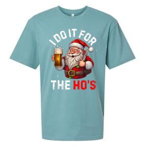 I Do It For The Hos Funny Inappropriate Christmas Santa Face Sueded Cloud Jersey T-Shirt