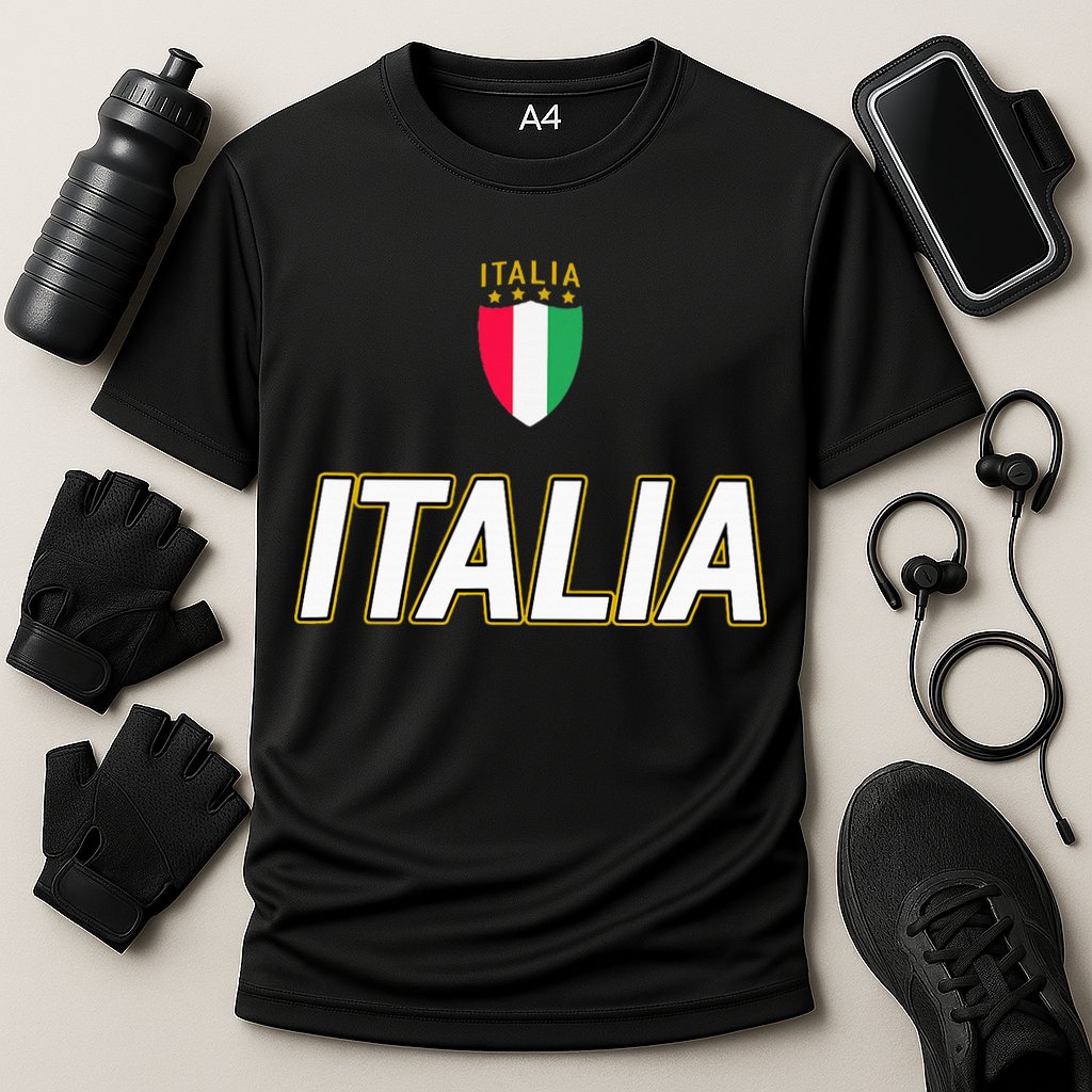 Italia Design Italian Soccer Jersey Style Italy Pride Cooling Performance Crew T-Shirt