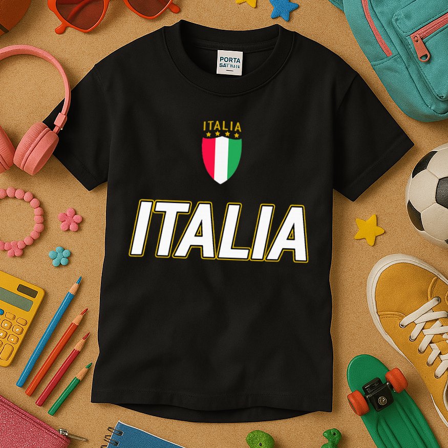 Italia Design Italian Soccer Jersey Style Italy Pride Kids T-Shirt