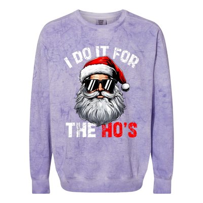 I Do It For The Hos Funny Inappropriate Christmas Santa Face Colorblast Crewneck Sweatshirt