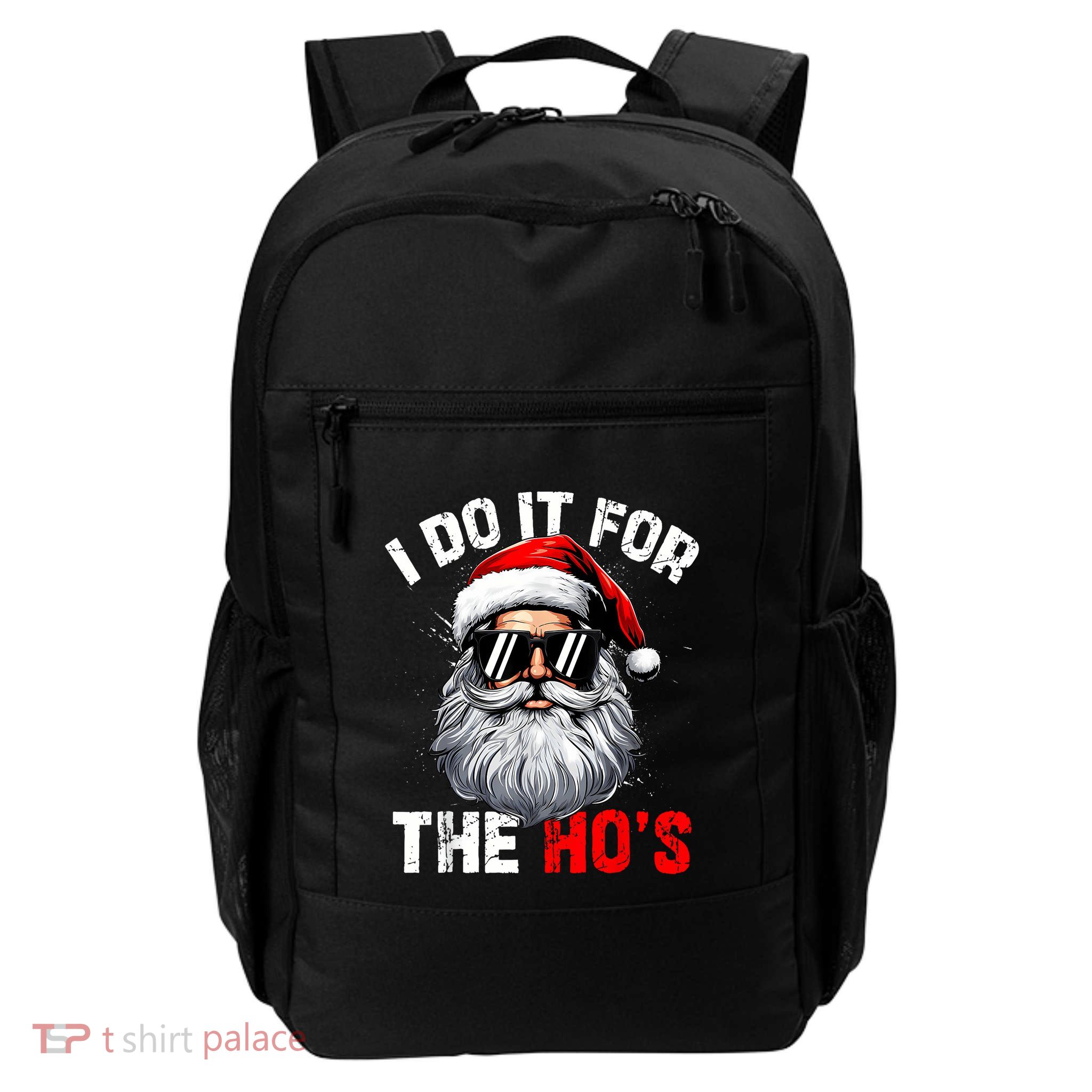 I Do It For The Hos Funny Inappropriate Christmas Santa Face Backpack