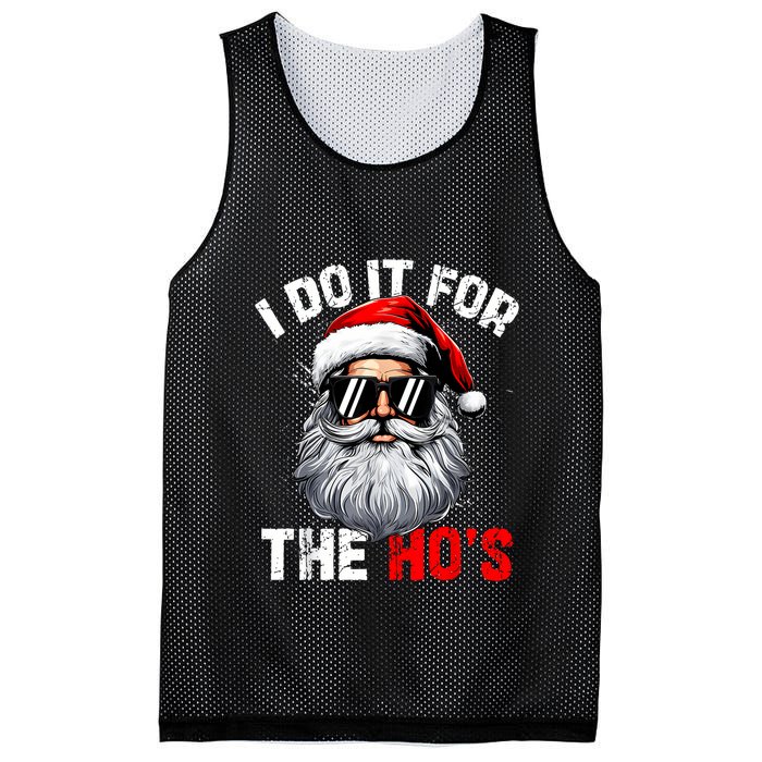 I Do It For The Hos Funny Inappropriate Christmas Santa Face Mesh Reversible Basketball Jersey Tank