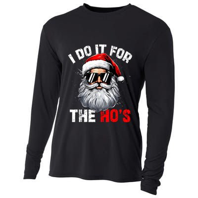 I Do It For The Hos Funny Inappropriate Christmas Santa Face Cooling Performance Long Sleeve Crew