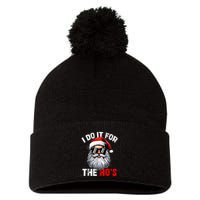I Do It For The Hos Funny Inappropriate Christmas Santa Face Pom Pom 12in Knit Beanie