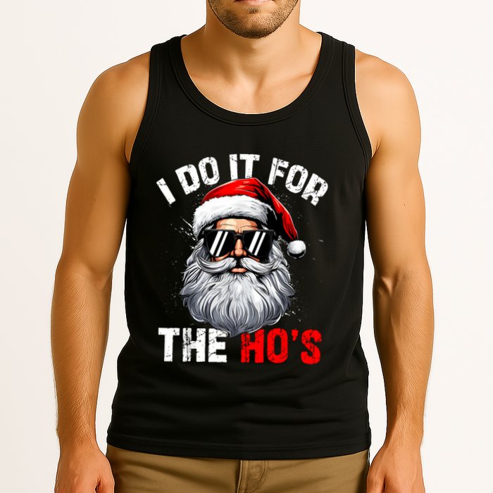 I Do It For The Hos Funny Inappropriate Christmas Santa Face Tank Top