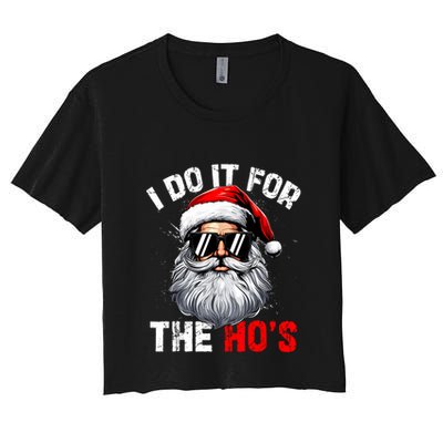 I Do It For The Hos Funny Inappropriate Christmas Santa Face Crop Top