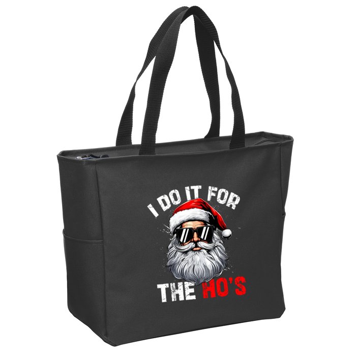 I Do It For The Hos Funny Inappropriate Christmas Santa Face Zip Tote Bag