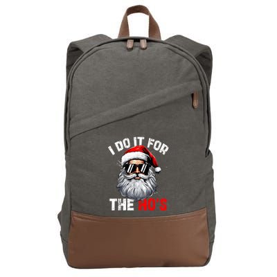 I Do It For The Hos Funny Inappropriate Christmas Santa Face Cotton Canvas Backpack