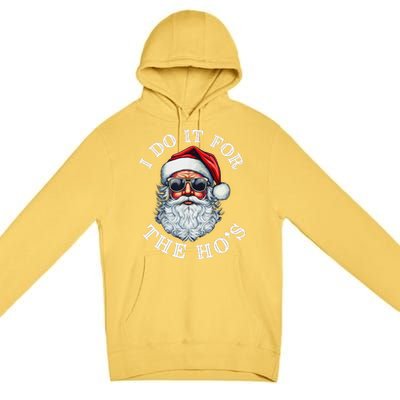 I Do It For The Hos Funny Inappropriate Christmas Santa Face Gift Premium Pullover Hoodie