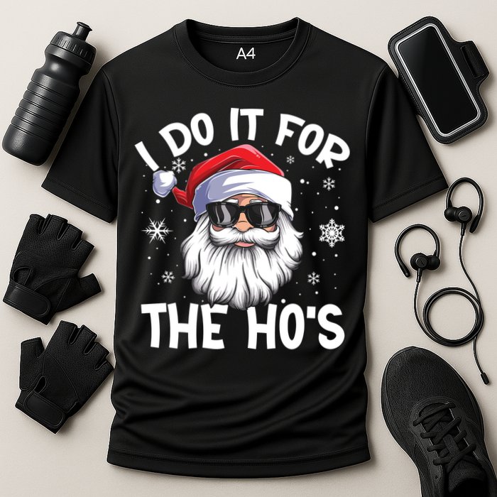 I Do It For The Hos Santa Claus Funny Christmas In July Xmas Cooling Performance Crew T-Shirt
