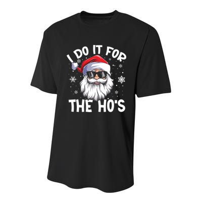 I Do It For The Hos Santa Claus Funny Christmas In July Xmas Youth Performance Sprint T-Shirt