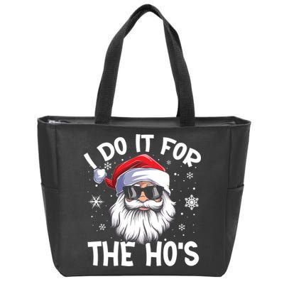 I Do It For The Hos Santa Claus Funny Christmas In July Xmas Zip Tote Bag