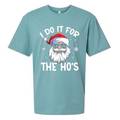 I Do It For The Hos Santa Claus Funny Christmas In July Xmas Sueded Cloud Jersey T-Shirt