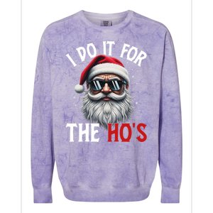 I Do It For The Hos Funny Christmas Santa Claus Colorblast Crewneck Sweatshirt