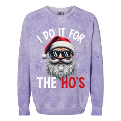 I Do It For The Hos Funny Christmas Santa Claus Colorblast Crewneck Sweatshirt