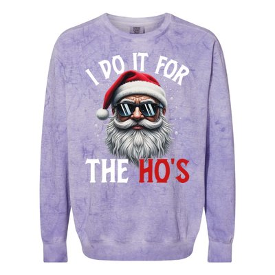 I Do It For The Hos Funny Christmas Santa Claus Colorblast Crewneck Sweatshirt