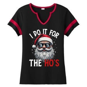 I Do It For The Hos Funny Christmas Santa Claus Ladies Halftime Notch Neck Tee