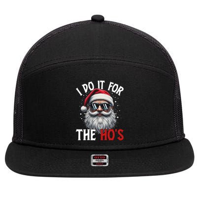 I Do It For The Hos Funny Christmas Santa Claus 7 Panel Mesh Trucker Snapback Hat