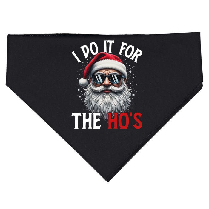 I Do It For The Hos Funny Christmas Santa Claus USA-Made Doggie Bandana