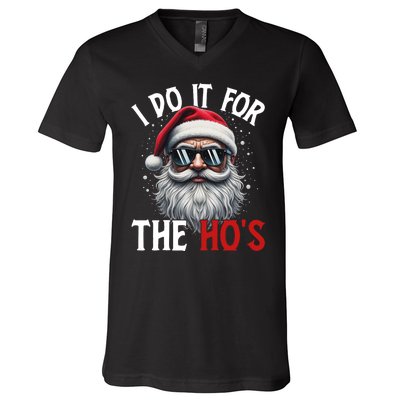 I Do It For The Hos Funny Christmas Santa Claus V-Neck T-Shirt