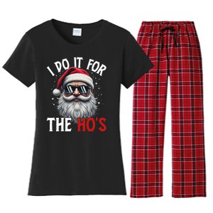 I Do It For The Hos Funny Christmas Santa Claus Women's Flannel Pajama Set