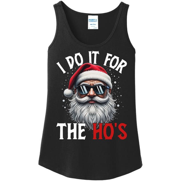 I Do It For The Hos Funny Christmas Santa Claus Ladies Essential Tank