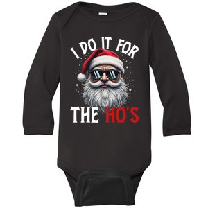 I Do It For The Hos Funny Christmas Santa Claus Baby Long Sleeve Bodysuit