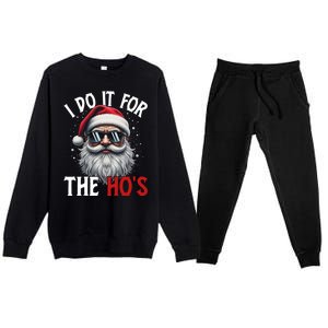 I Do It For The Hos Funny Christmas Santa Claus Premium Crewneck Sweatsuit Set