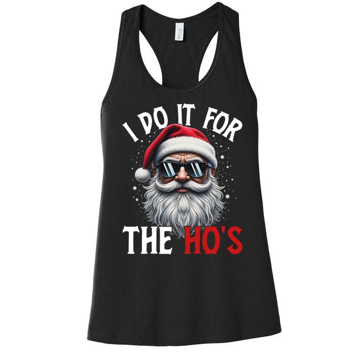 I Do It For The Hos Funny Christmas Santa Claus Women's Racerback Tank