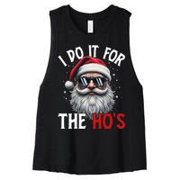 I Do It For The Hos Funny Christmas Santa Claus Women's Racerback Cropped Tank