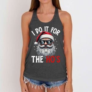 I Do It For The Hos Funny Christmas Santa Claus Women's Knotted Racerback Tank