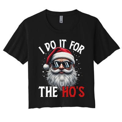 I Do It For The Hos Funny Christmas Santa Claus Crop Top