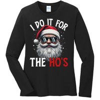 I Do It For The Hos Funny Christmas Santa Claus Ladies Long Sleeve Shirt