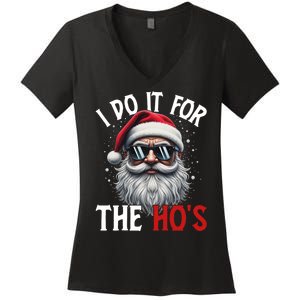 I Do It For The Hos Funny Christmas Santa Claus Women's V-Neck T-Shirt