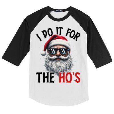 I Do It For The Hos Funny Christmas Santa Claus Kids Colorblock Raglan Jersey