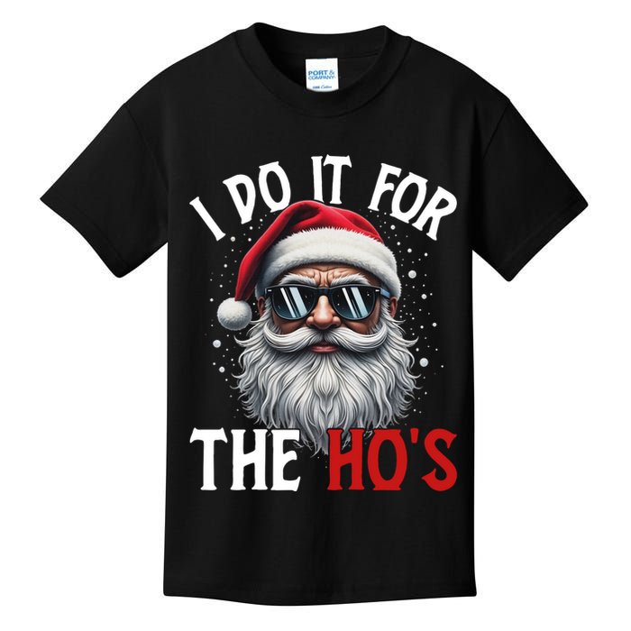 I Do It For The Hos Funny Christmas Santa Claus Kids T-Shirt