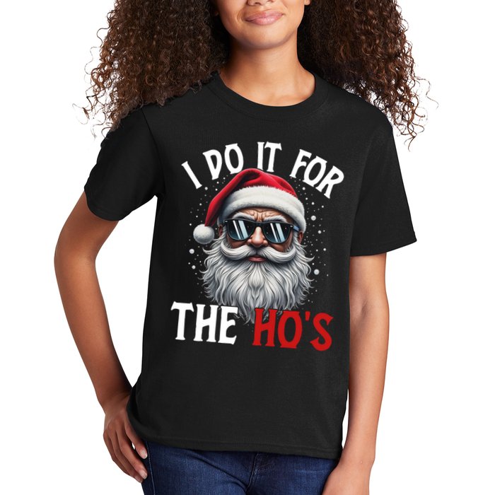 I Do It For The Hos Funny Christmas Santa Claus Kids T-Shirt