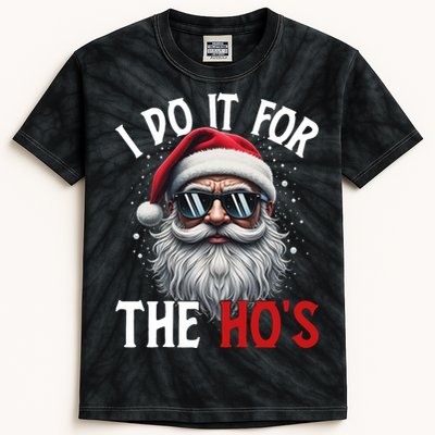 I Do It For The Hos Funny Christmas Santa Claus Kids Tie-Dye T-Shirt