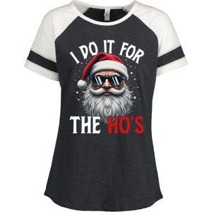 I Do It For The Hos Funny Christmas Santa Claus Enza Ladies Jersey Colorblock Tee