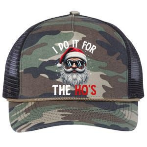 I Do It For The Hos Funny Christmas Santa Claus Retro Rope Trucker Hat Cap